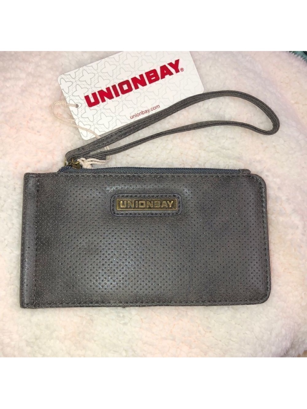 Unionbay Travel Padded Faux Leather Double Zip Wallet Passport Card Holder